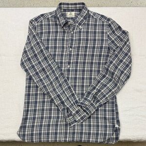 Luigi Borrelli Napoli Navy and White Plaid Button Down Shirt